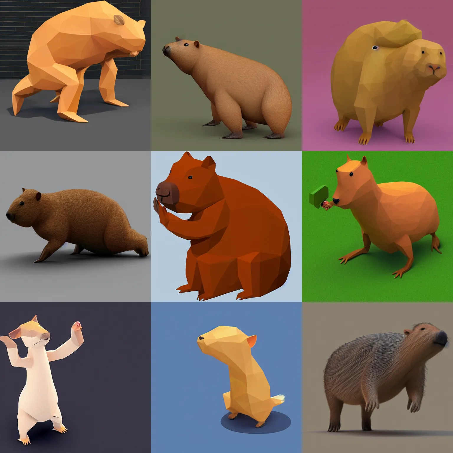 Prompt: capybara hitting the dab, isometric 3D, low polygon, ultra HD