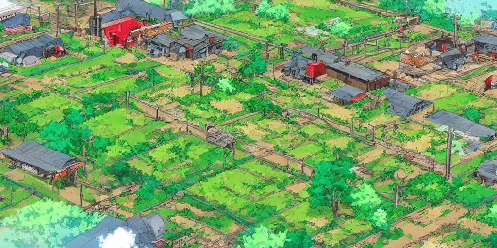 Image similar to anime style farm