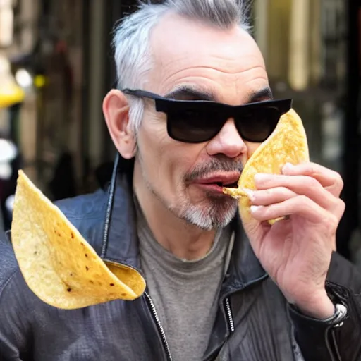 Image similar to billy bob thornton eating a taco in paris