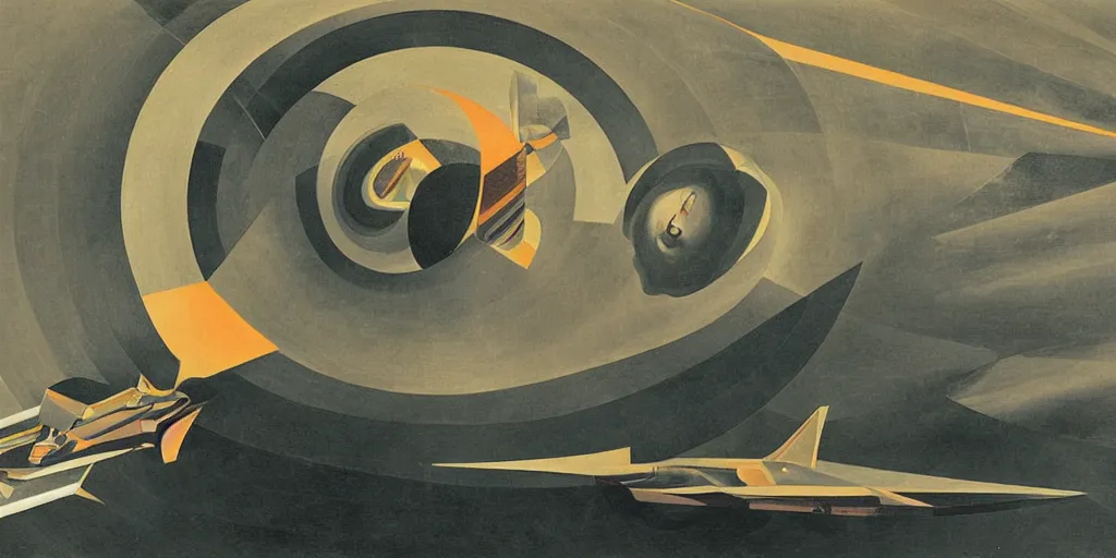 Image similar to hypersonic travel through medium, by tullio crali