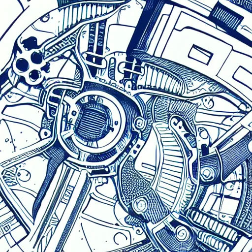 Image similar to intricate minimal mechanical design blueprints illustration art by tim doyle