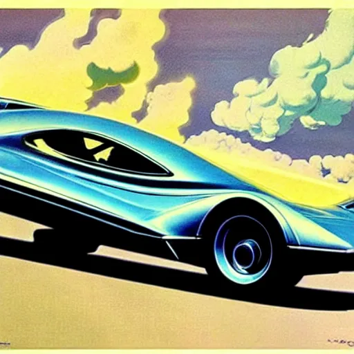 Prompt: concept art for a car that releases clouds of poisonous gas, painted by syd mead, high quality