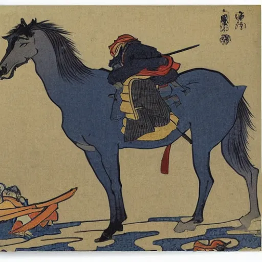 Image similar to pack horse by hokusai