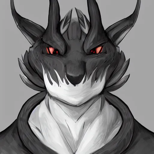 Image similar to close-up bust of an anthropomorphic dragon made of shadow and darkness; high quality, artstation, Furaffinity, deviantart