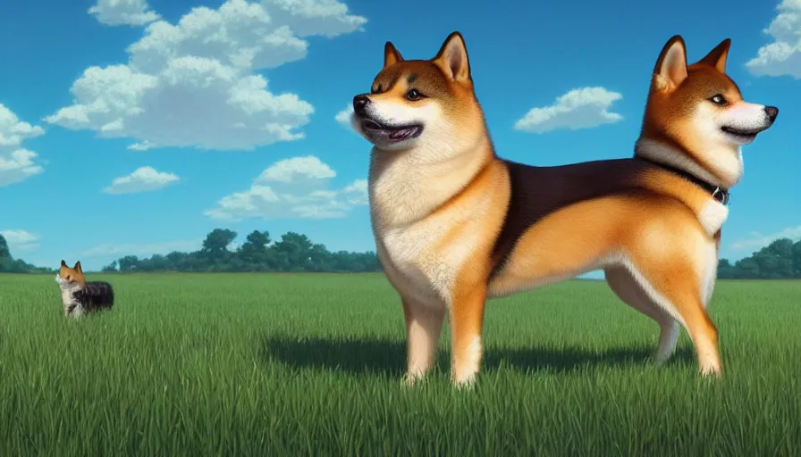 a highly detailed matte painting of a shiba inu on an | Stable Diffusion