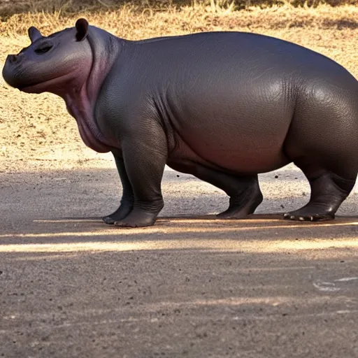 Prompt: photo of a hippopotamus raccoon hybrid