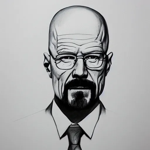 Prompt: charcoal drawing of walter white