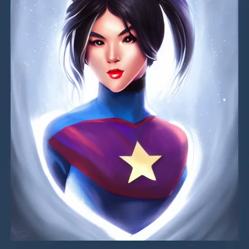 Prompt: winter superhero character portrait inspired by Artgerm,