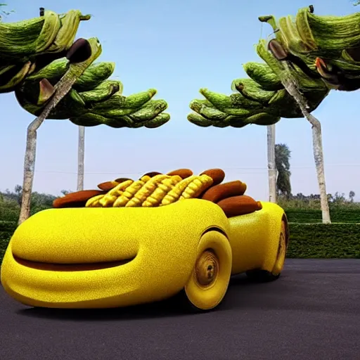 Image similar to car made of bananas, photorealistic, surreal