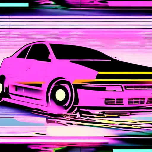 Image similar to a car, vaporwave