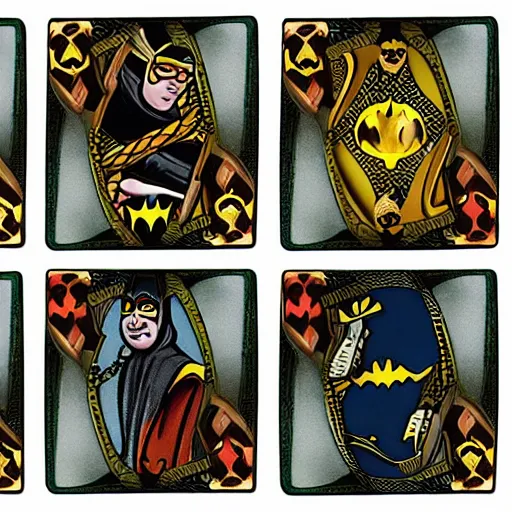 Prompt: medieval playing cards with batman