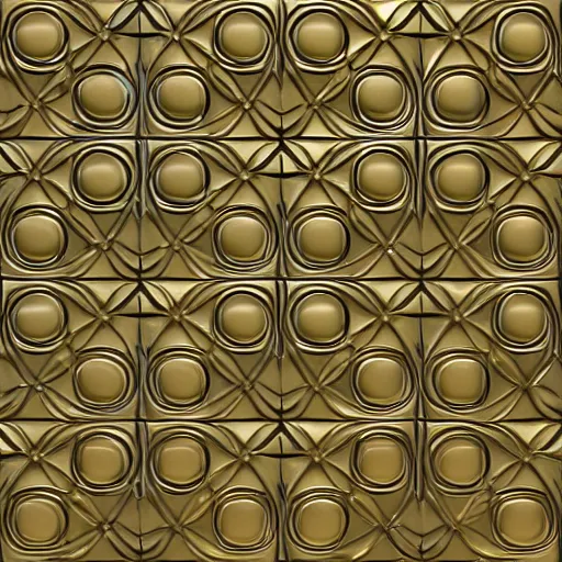 Image similar to 3d render of an abstract medieval pattern gold tile, symetrical