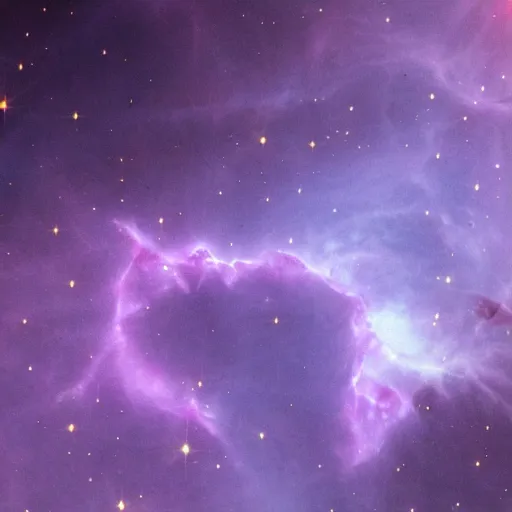 Prompt: Purple nebula in the shape of a cat\'s claw,high quality image taken by James Webb telescope