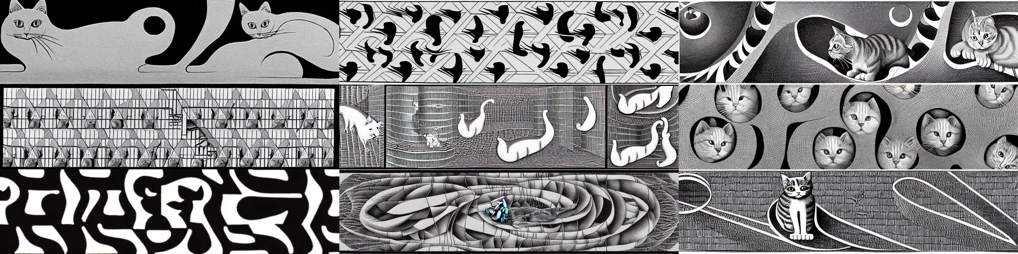 Prompt: infinitely repeating cat, mc escher