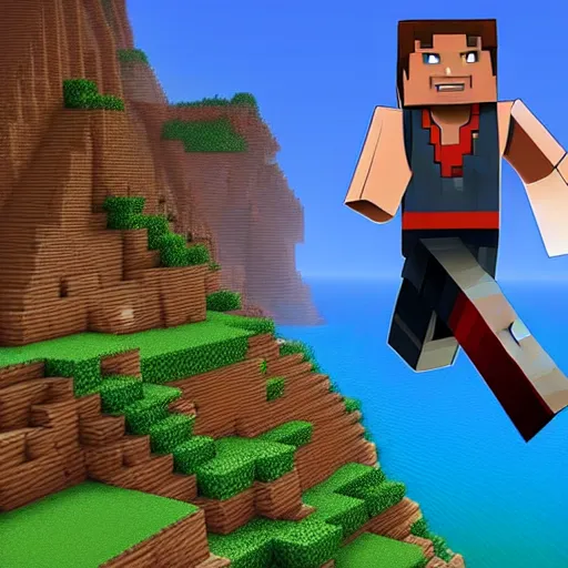 Image similar to screenshot from minecraft dwayne the rock johnson as a fortnite character