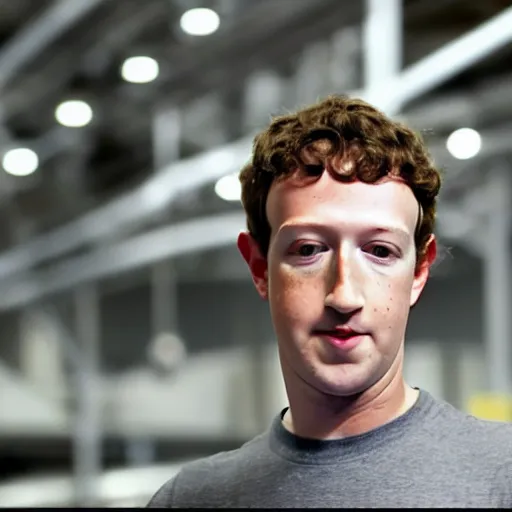 Image similar to screenshot of mark zuckerberg as a factory emploeye