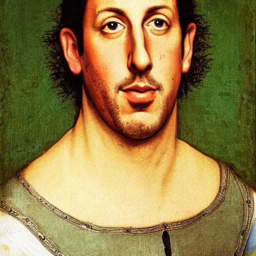 Image similar to a renaissance style portrait painting of Adam Sandler
