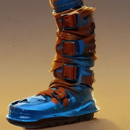 Image similar to water resistant PVC blue water boots, by Craig mullins, Steve Purcell, Ralph McQuarrie. Design. Fashion. Trending on artstation. Centered image, no background