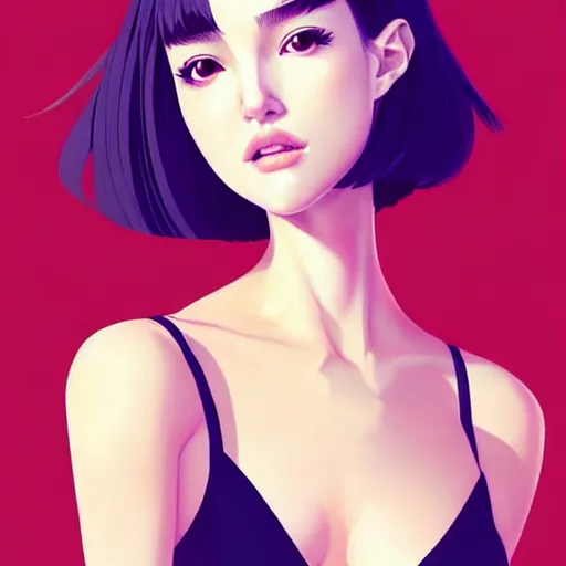 Prompt: a beautiful young japanese natalie portman alluring instagram model in crop top, large chest, by guweiz and wlop and ilya kuvshinov and artgerm, symmetrical eyes, aesthetic, gorgeous, stunning, alluring, attractive, artstation, deviantart, pinterest, digital art