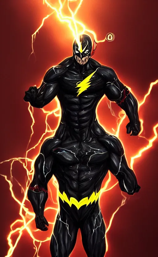 Prompt: full body portrait of venom as the flash, dynamic lighting, cinematic, ultra detailed, trending on art station, stunning visuals, creative, fantasy concept art