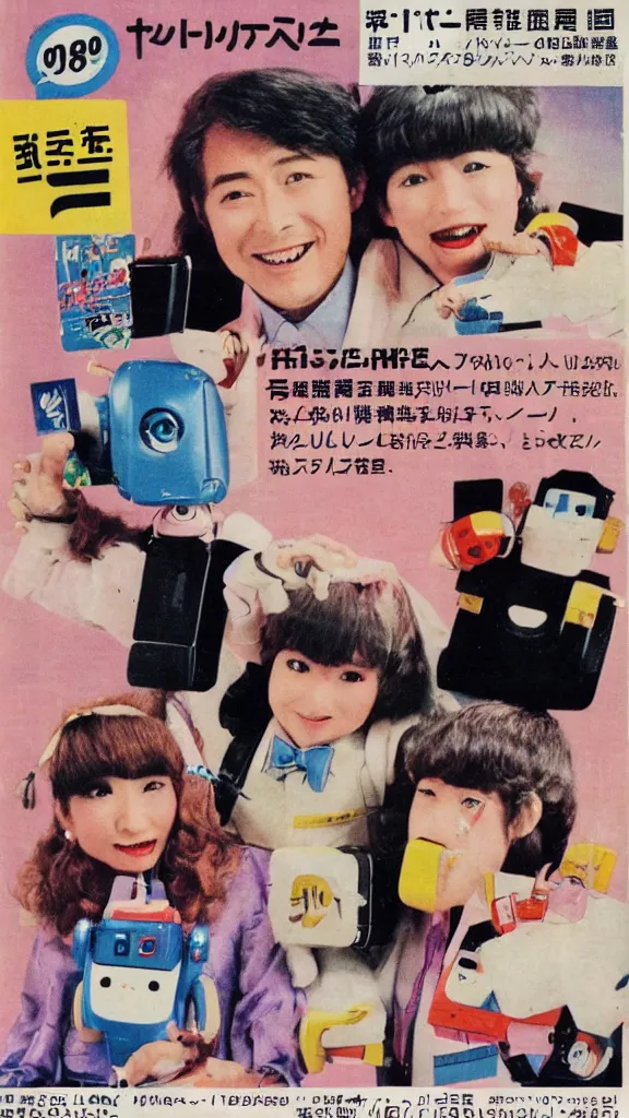 Prompt: 1 9 8 0 s japanese magazine advert for robot friends