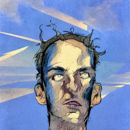 Image similar to blue sky in the style of dave mckean