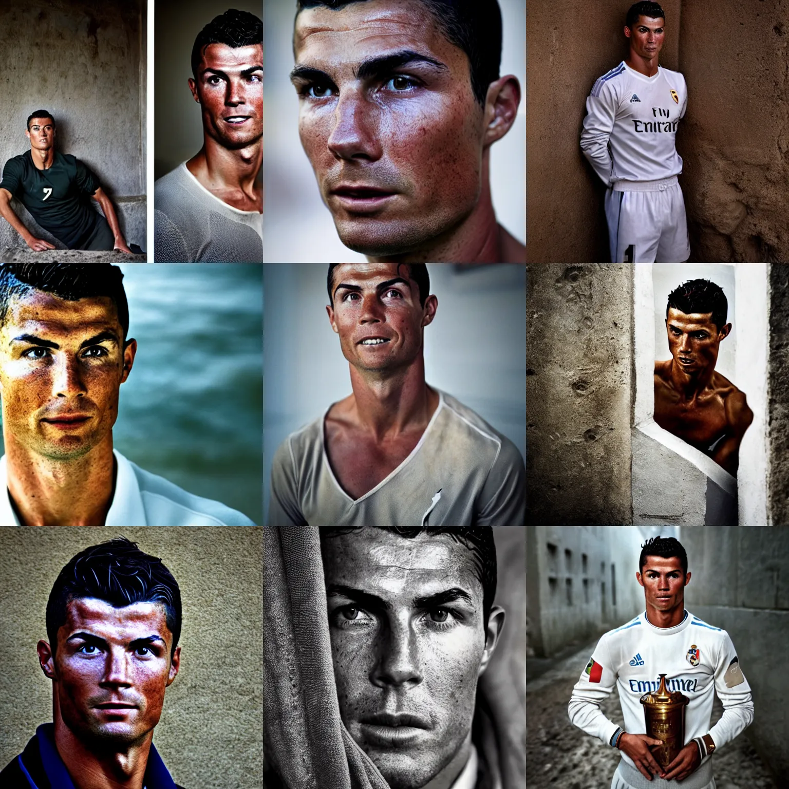 Prompt: portrait of Cristiano Ronaldo by Steve McCurry, clean, detailed, award-winning