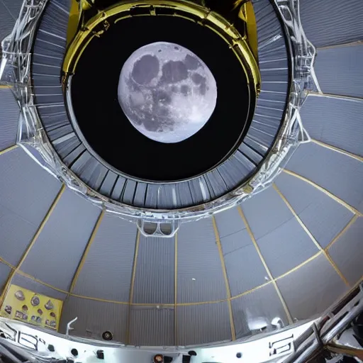 Image similar to james webb telescope taking a picture of the moon with earth in the background