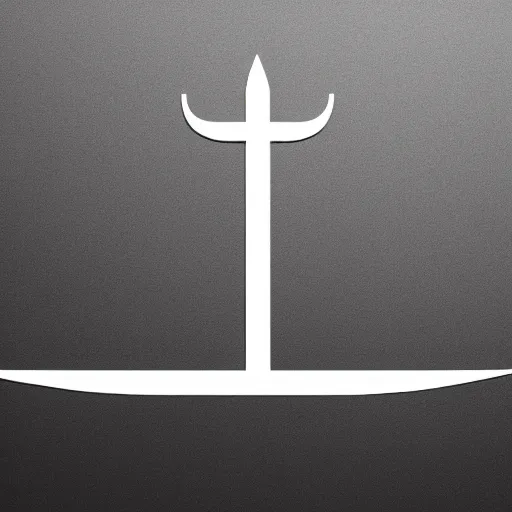 Image similar to minimalist white sword logo, black background