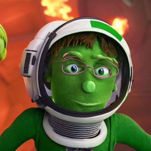 Image similar to norville timothy shaggy rogers as a astronaut, claymation, 8 k, hyperdetalied, cgsociety,