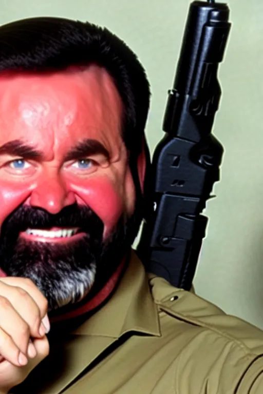 Prompt: photograph of billy mays held hostage