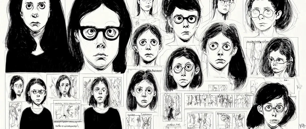 Image similar to character study of female todd solondz | vivid colors : storyboard, dramatic and emotional, concept design, realistic. by gabriel hardman, joe alves, j. todd anderson, chris bonura. cinematic atmosphere, detailed and intricate, perfect anatomy