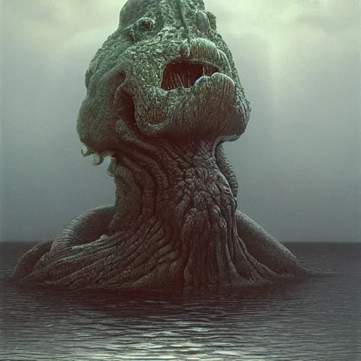 Image similar to a water monster 4k by zdzisław beksiński