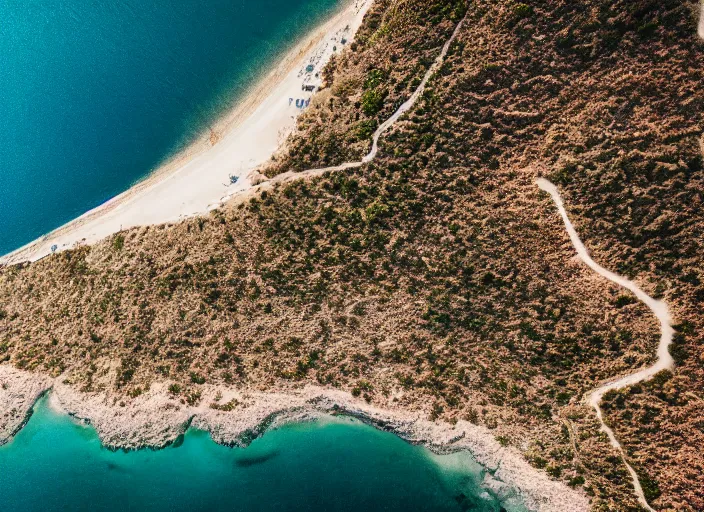 Image similar to symmetry!! a 2 8 mm macro aerial view of a beautiful beach in greece, photography, film, film grain, canon 5 0 mm, cinematic lighting