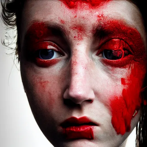 Prompt: a human face covered with bulbous bloodshot eyes, photorealistic, portrait by annie leibovitz, 8k