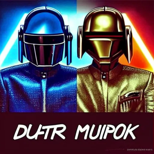 Prompt: daft punk as star wars droids