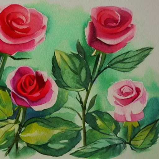 Prompt: watercolor little roses