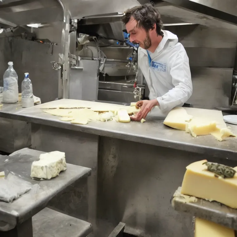 Image similar to a rat mad scientist creating the ultimate cheese in his underground lab