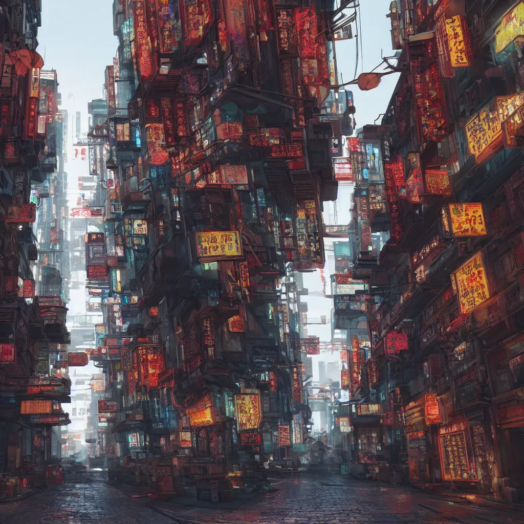 Prompt: cyberpunk narrow street in chinatown. High details. Ultra realistic. Artstation trending. Unreal engine