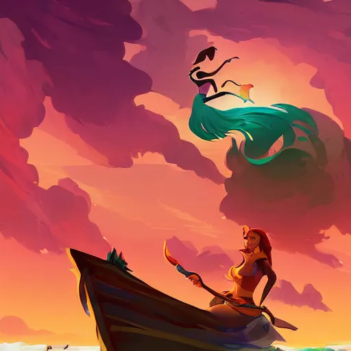 Image similar to painting mermaid treasure on sea of thieves game avatar hero smooth face median photoshop filter cutout vector, behance hd by jesper ejsing, by rhads, makoto shinkai and lois van baarle, ilya kuvshinov, rossdraws global illumination