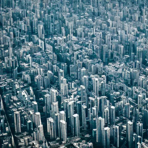 Prompt: a closeup phot of a huge futuristic megacity district looking like branches of an old tree