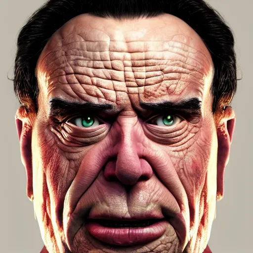 Image similar to hyperrealistic mixed media high resolution image of Kuato from Total Recall whose face resembles that of Danny DeVito, stunning 3d render inspired art by István Sándorfi and Greg Rutkowski and Unreal Engine, perfect symmetry, dim volumetric lighting, 8k octane beautifully detailed render, post-processing, extremely hyper-detailed, intricate, epic composition, highly detailed attributes, highly detailed atmosphere, full body shot, cinematic lighting, masterpiece, trending on artstation, very very detailed, masterpiece, stunning, flawless structure, lifelike texture, perfection,