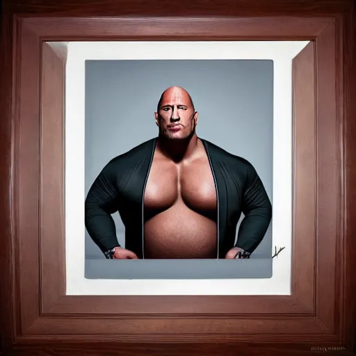 Image similar to Obese Dwayne Johnson, portrait, full-body