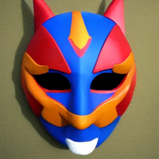 Image similar to nintendo 6 4, majoras mask realistic wearable mask. polygonal, realistic, being worn by a person