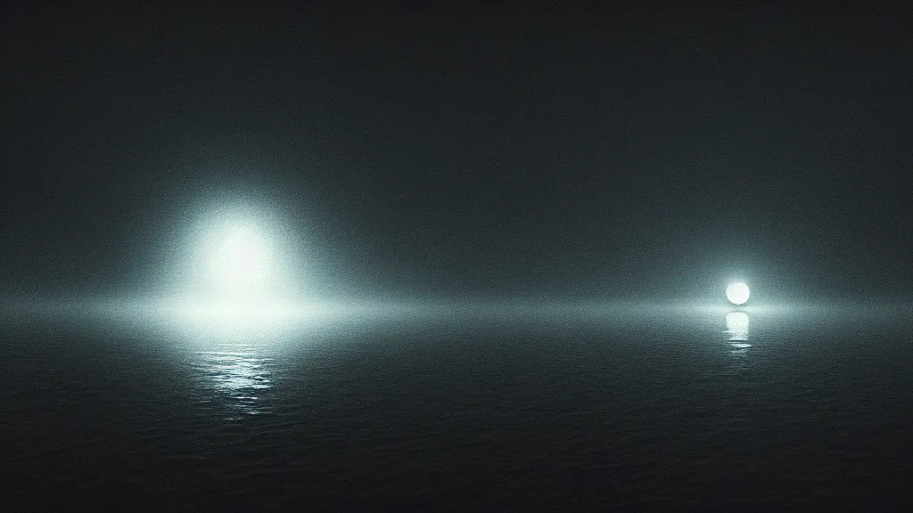 Prompt: there is a black sphere above the lake, glowing threads emanate from the black sphere, fog, volumetric lighting, mystique, atmospheric, sharp focus, ultra detailed, noir art house, 4 k, cinematic, 3 5 mm