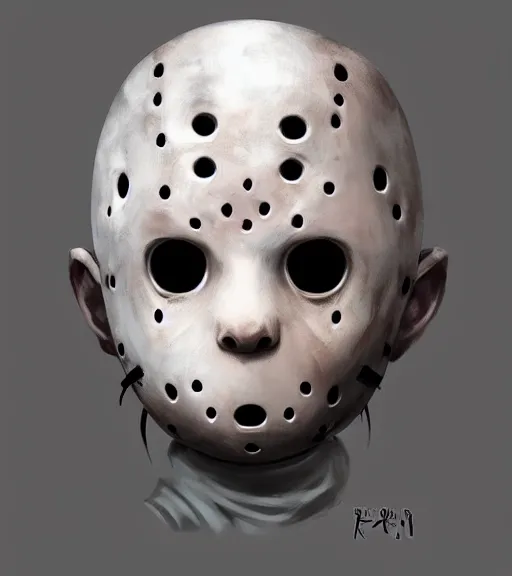 Image similar to beautiful little boy anime character inspired by jason voorhees, art by rossdraws, wlop, ilya kuvshinov, artgem lau, sakimichan and makoto shinkai, concept art, anatomically correct, extremely coherent, realistic, mask, smooth hd