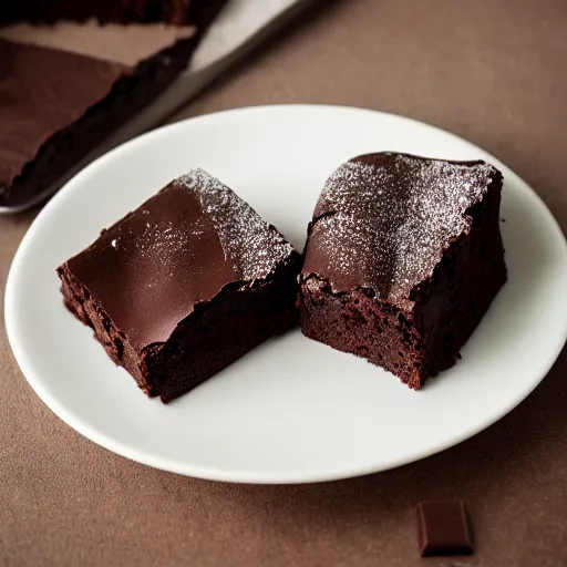 Prompt: chocolate brownie with elastic melting chocolate!!!, studio photography, 4 k