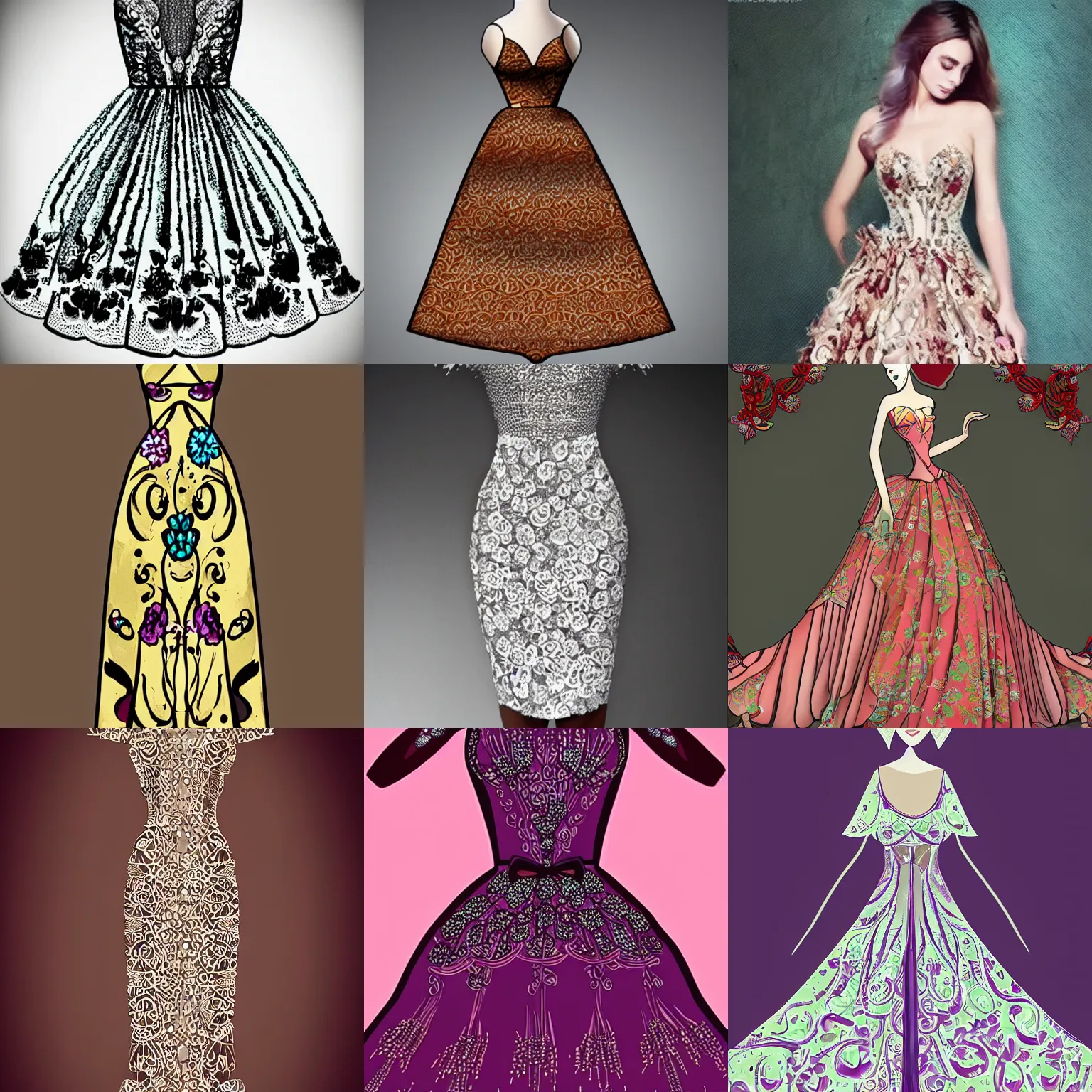 Prompt: beautiful dress, design, animation