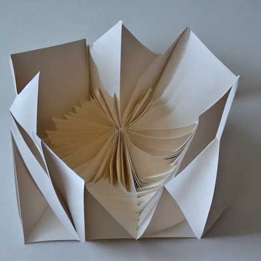 Image similar to a string quartet made of folded paper, 3D shadows,