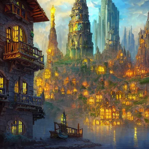 Prompt: gemstone city cryengine render by android jones, james christensen, rob gonsalves, leonid afremov and tim white